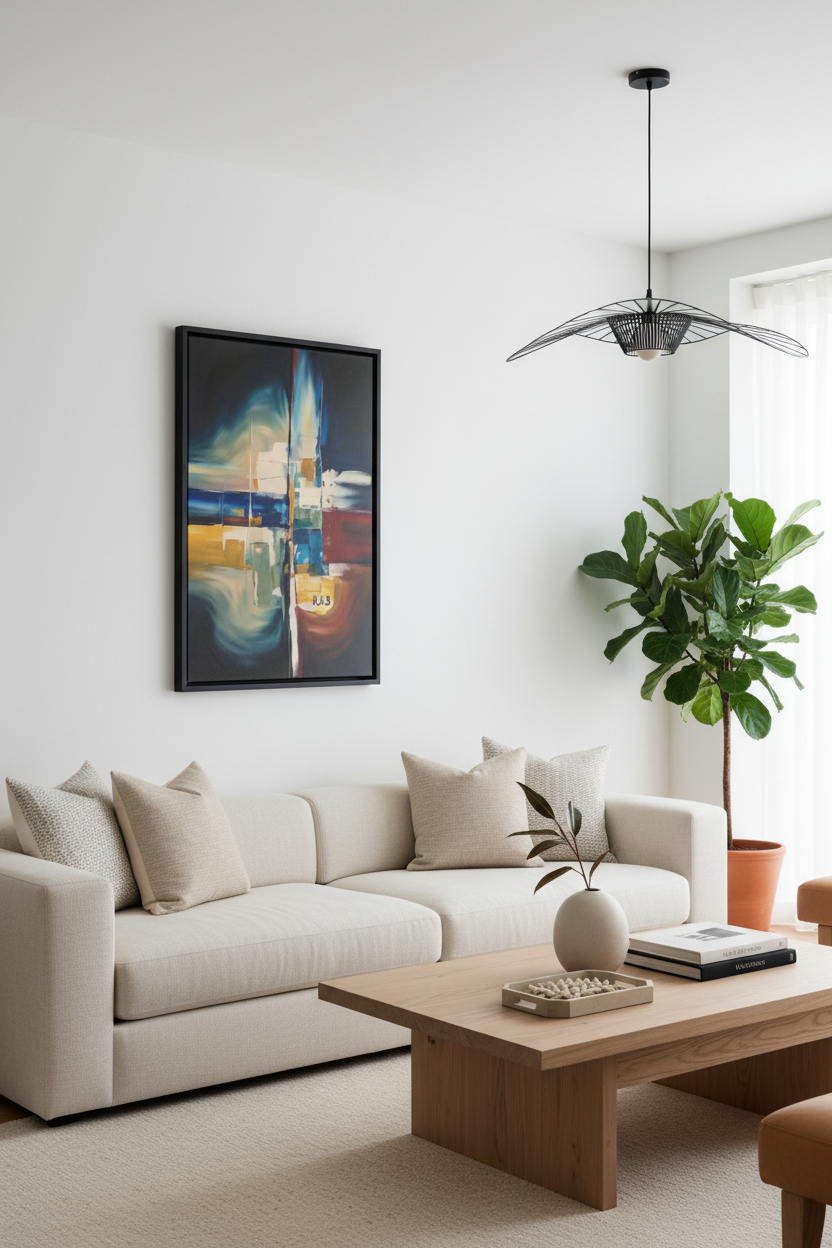 Abstract painting in modern living room