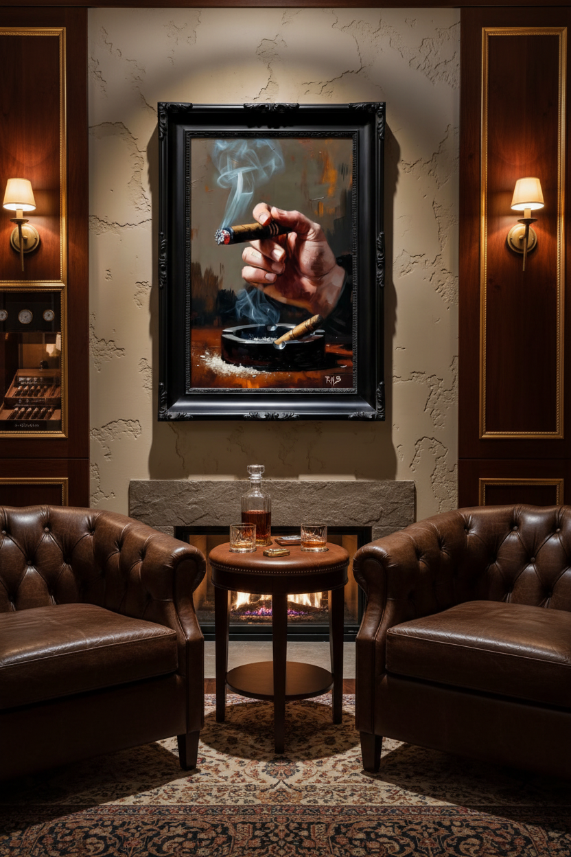 Cigar artwork in cigar lounge