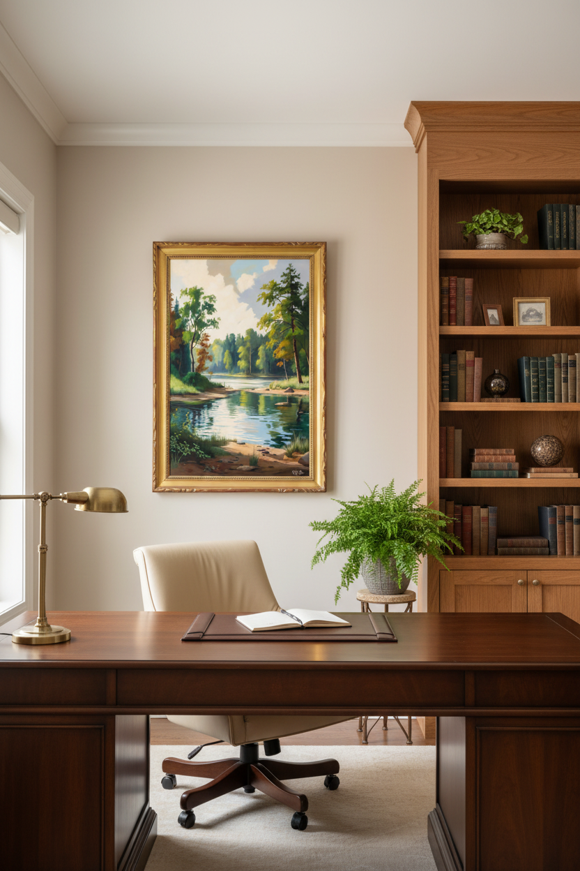 Forest lake in home office