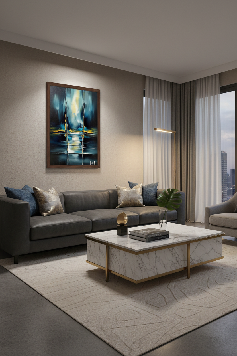 Luminous Depths in modern luxury living room