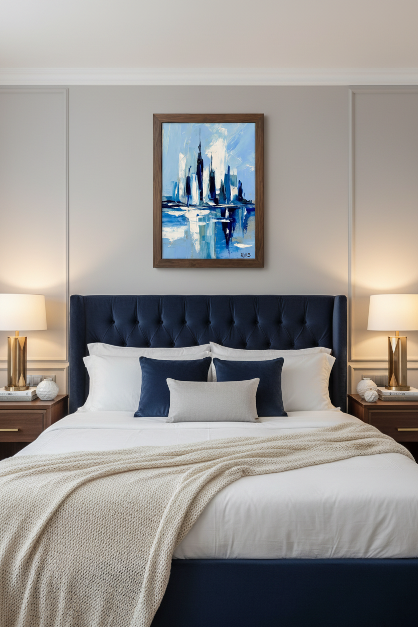 Manhattan Blues in modern bedroom