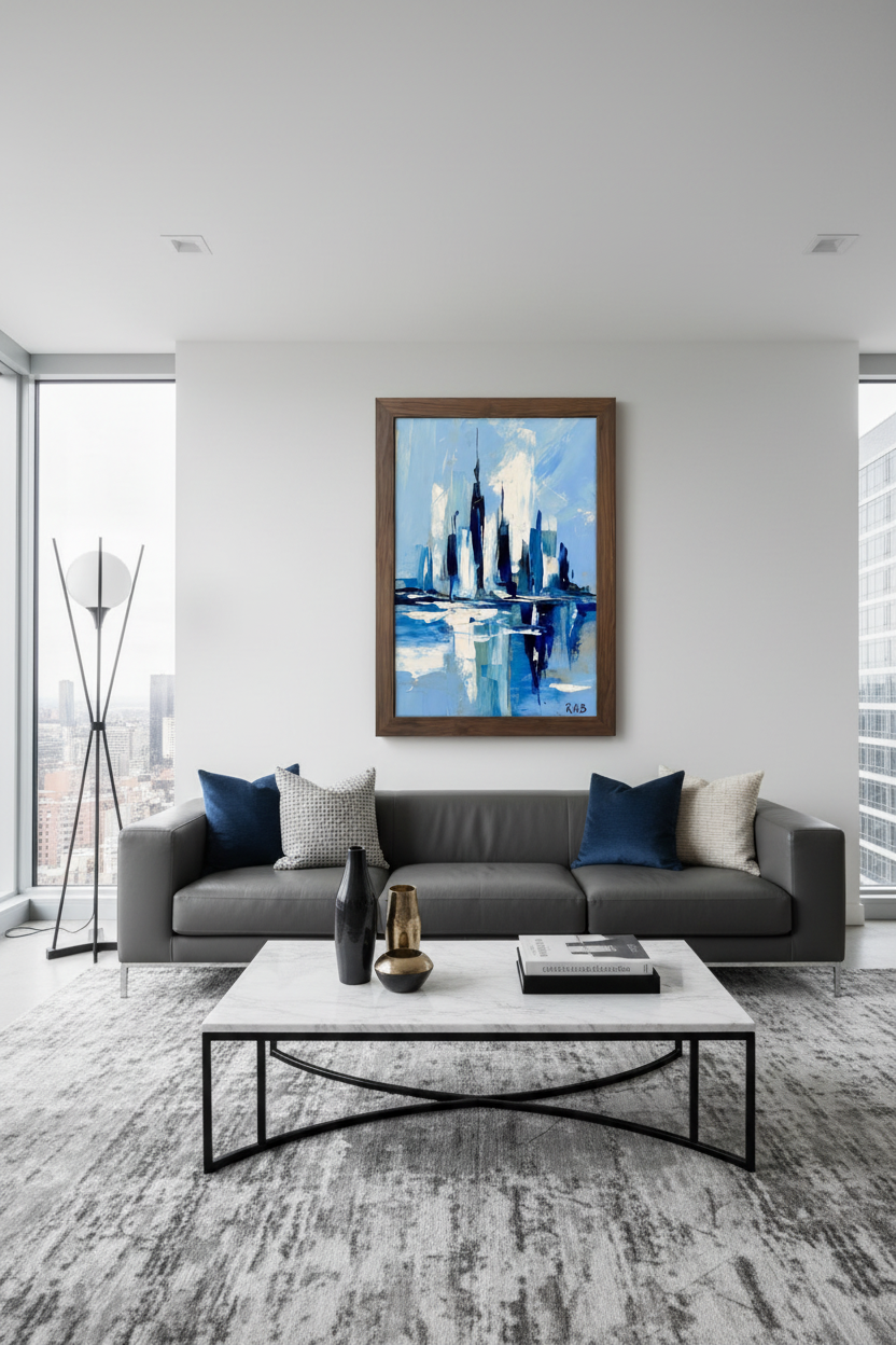 Manhattan Blues in modern luxury living room