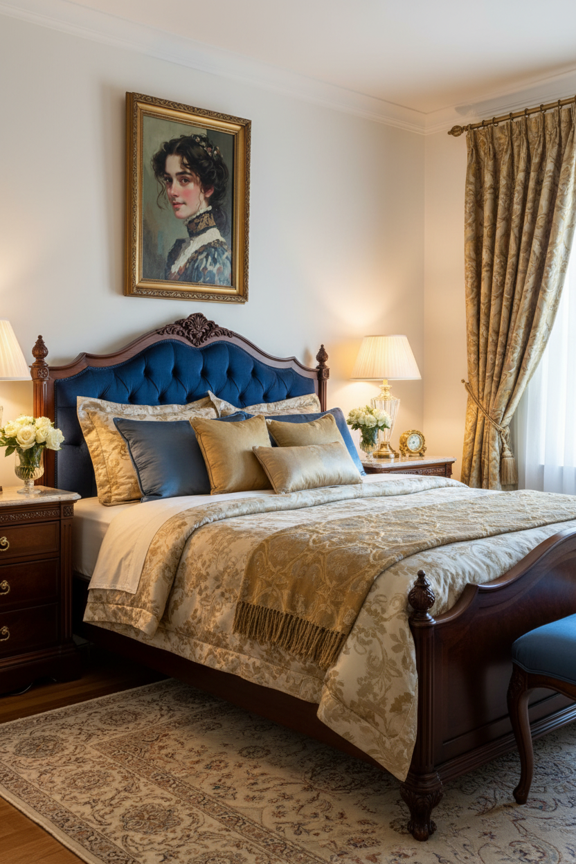 Victorian portrait in classic luxury bedroom