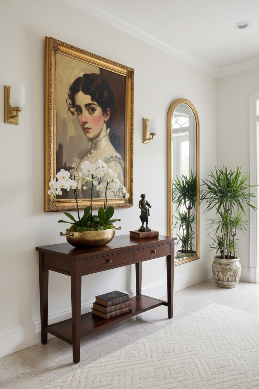 Victorian portrait in elegant entryway